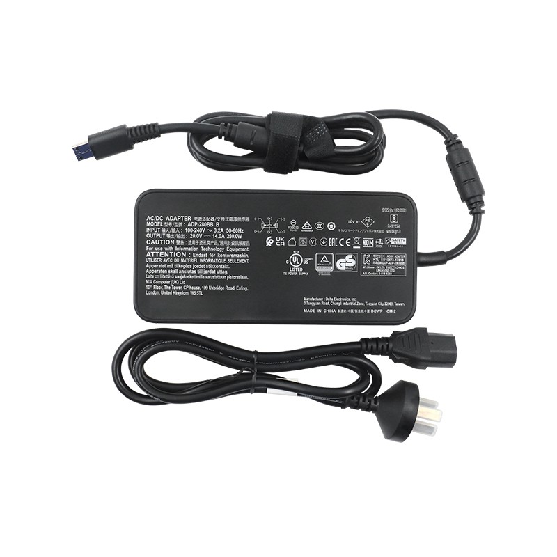 80W AC/DC Adapter (20V 14A) ADP-280BB B for Acer Predator / Asus ROG / MSI Gaming Laptops & Monitors
